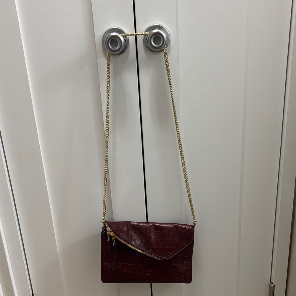 Henri Bendel Burgundy Bag with Gold Chain